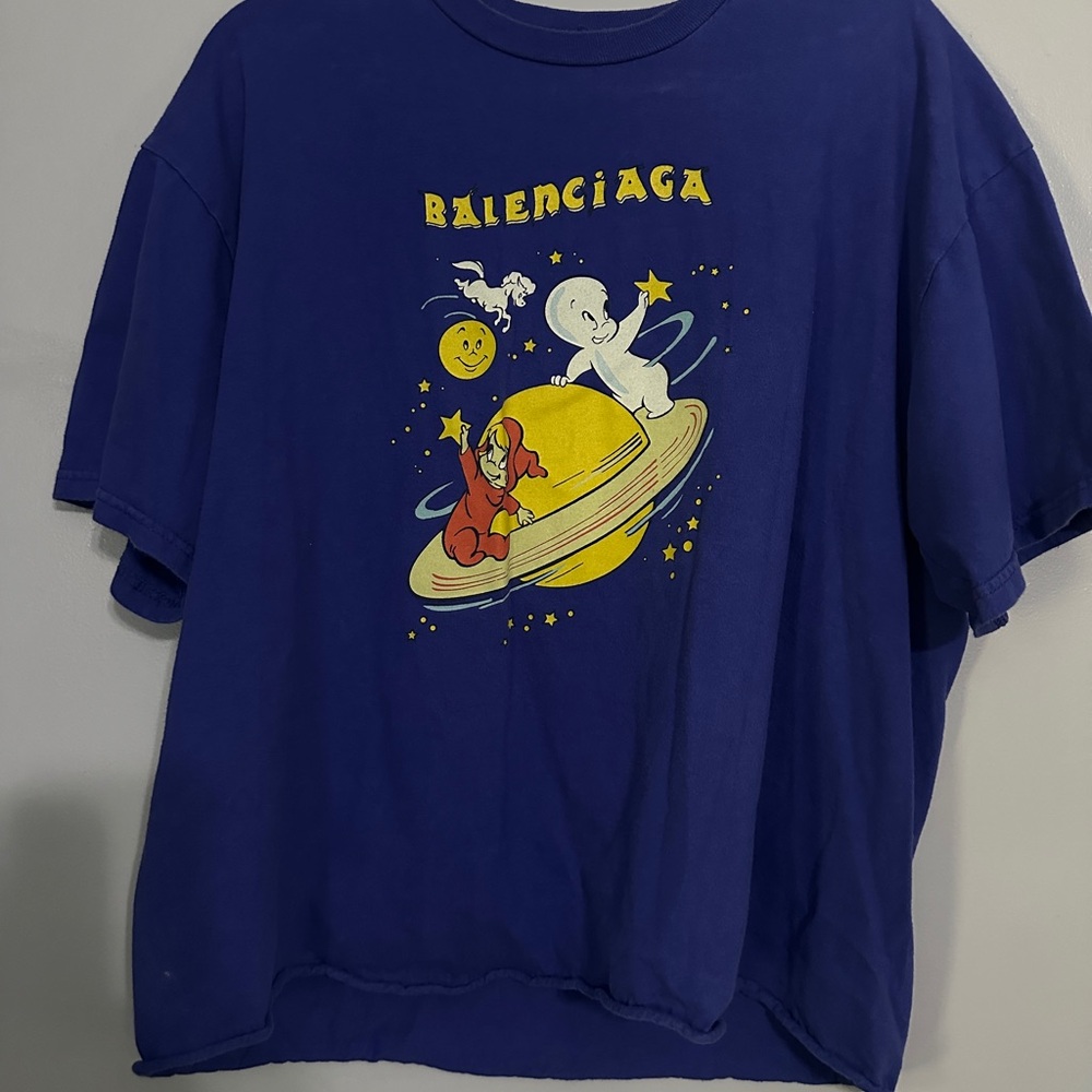 Vintage Casper Ghost cosmic logo Balenciaga Mega Yacht Blue T-Shirt